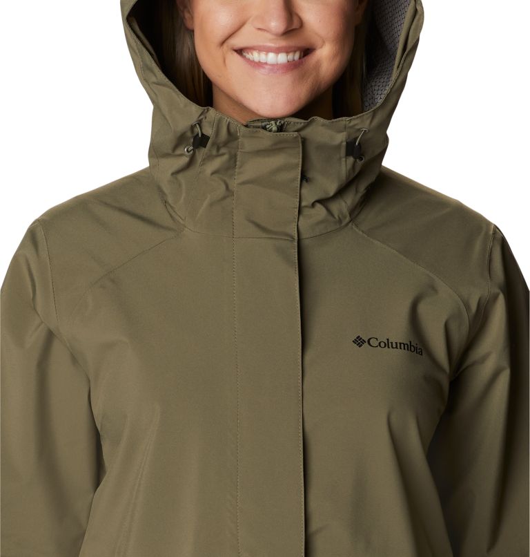 Women's Earth Explorer Rain Shell, Color: Stone Green, image 4