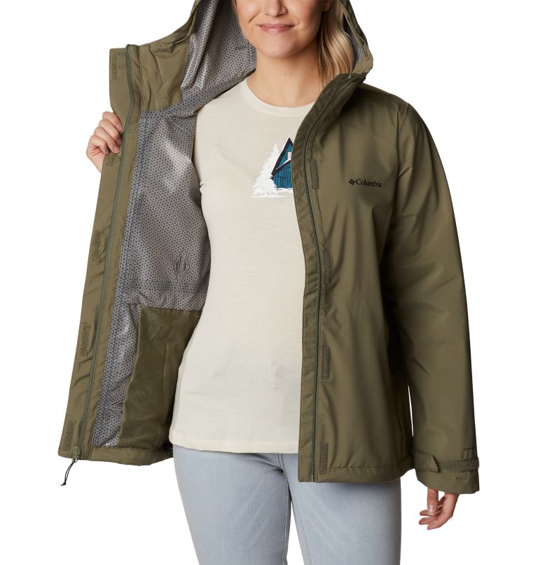 Women's Earth Explorer Rain Shell, Color: Stone Green, image 5