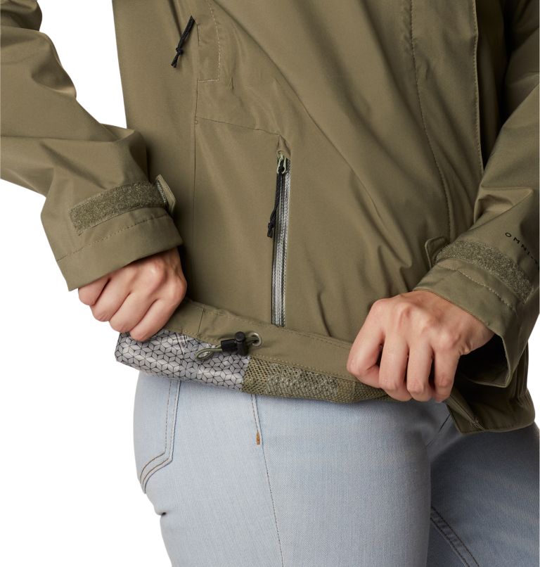 Women's Earth Explorer Rain Shell, Color: Stone Green, image 6