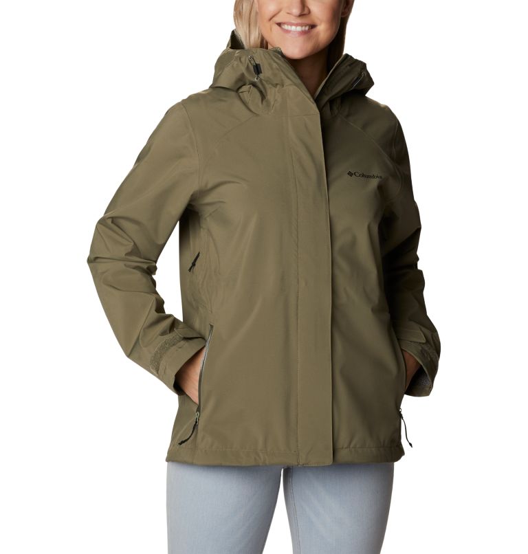Women's Earth Explorer Rain Shell, Color: Stone Green, image 1