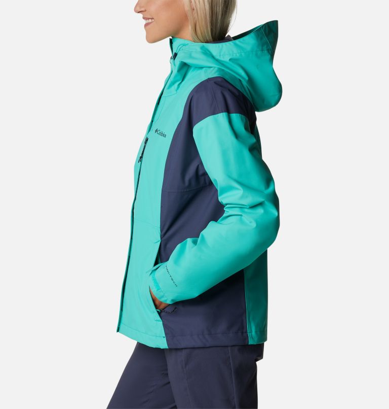 Women's Hikebound Jacket, Color: Electric Turquoise, Nocturnal, image 3