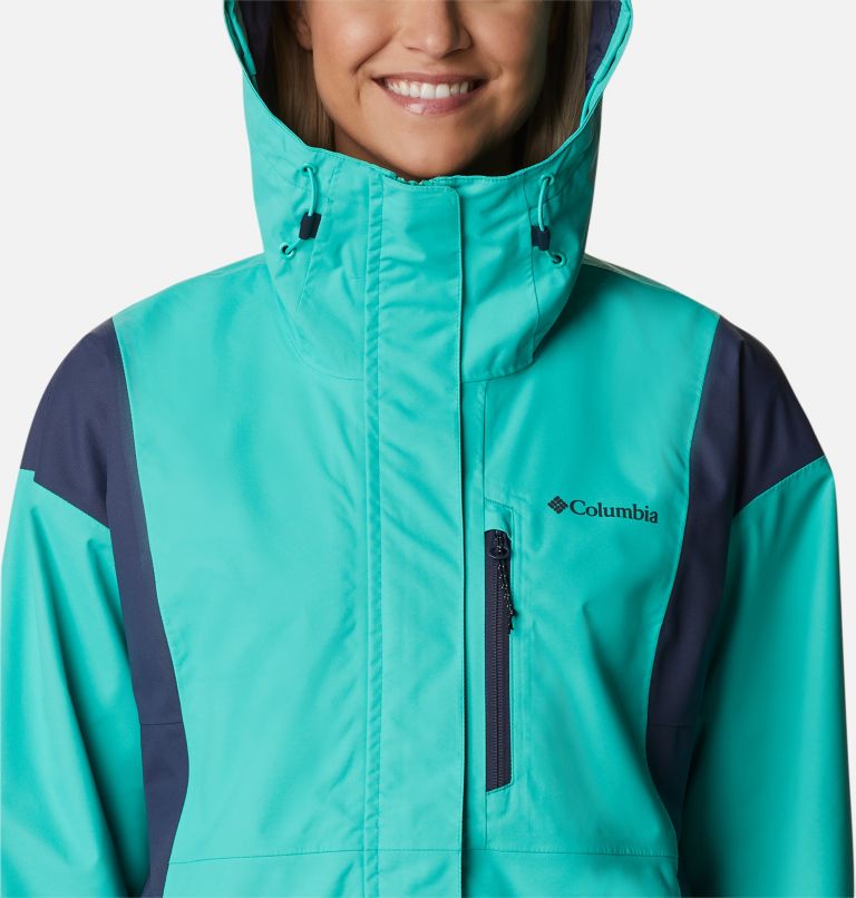 Thumbnail: Women's Hikebound Jacket, Color: Electric Turquoise, Nocturnal, image 4