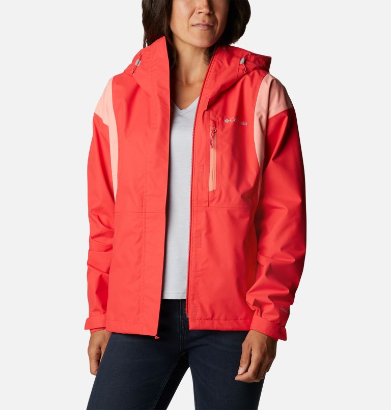 Women's Hikebound Rain Jacket, Color: Red Hibiscus, Coral Reef, image 7
