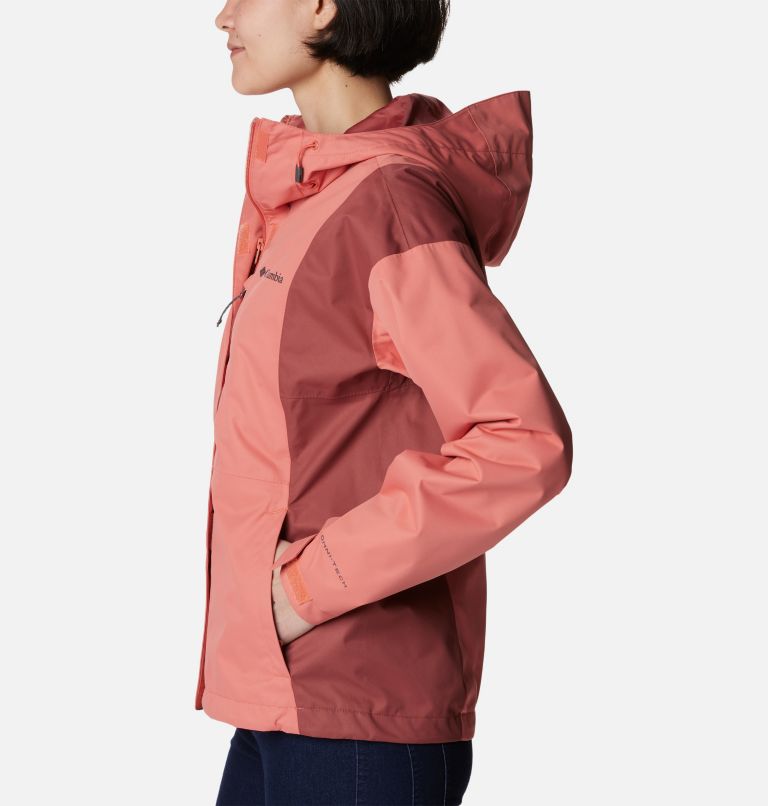 Women's Hikebound Rain Jacket, Color: Faded Peach, Beetroot, image 3