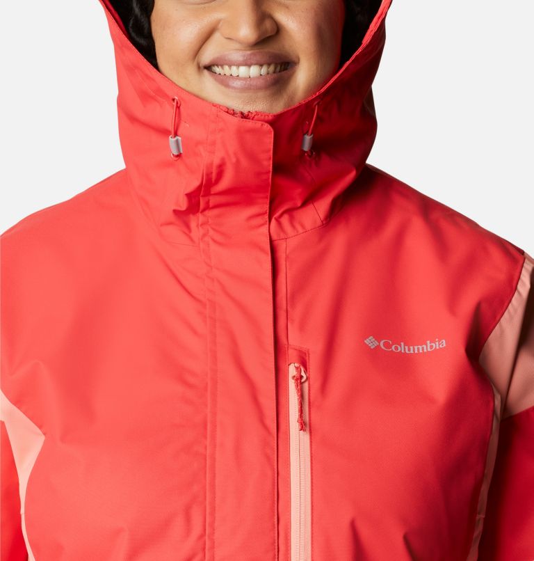 Thumbnail: Women's Hikebound Jacket - Plus Size, Color: Red Hibiscus, Coral Reef, image 4