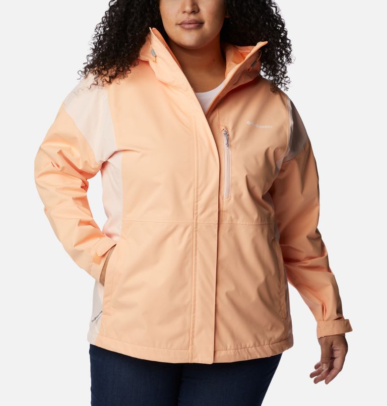 Thumbnail: Women's Hikebound Rain Jacket - Plus Size, Color: Peach, Peach Blossom, image 1