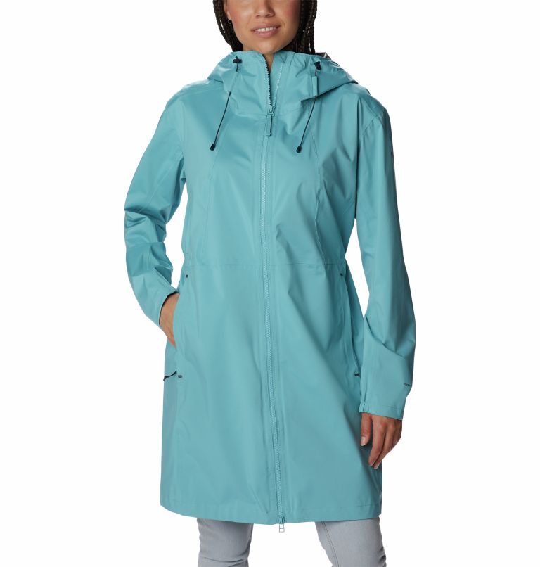 Veste Longue Imperméable Weekend Adventure Femme, Color: Sea Wave, image 1