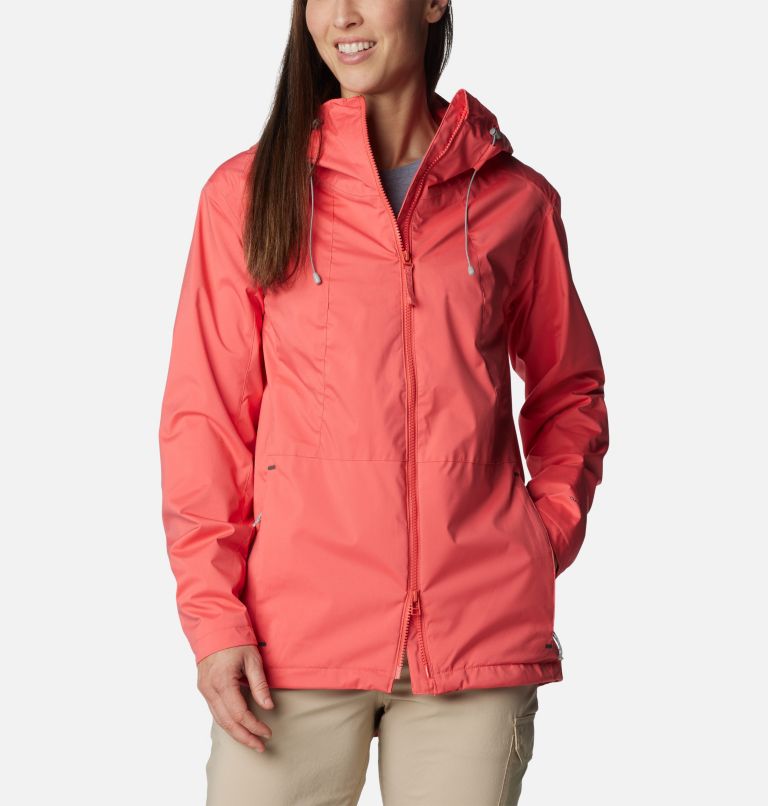 Womens rain jacket hot sale with 2 way zipper