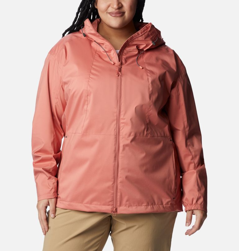 Thumbnail: Women's Sunrise Ridge Rain Jacket - Plus Size, Color: Dark Coral, image 1