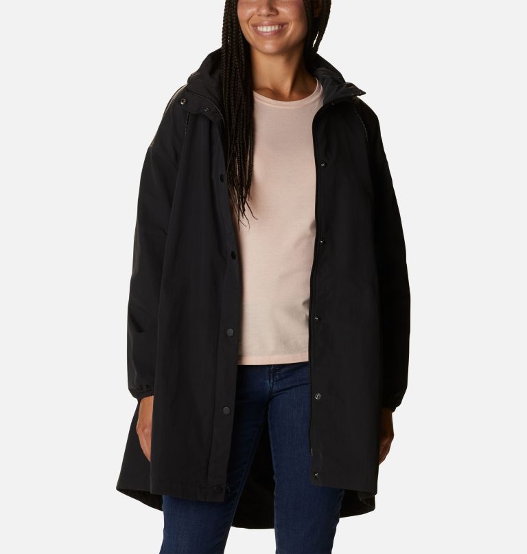 Women's Day Trippin' II Long Rain Jacket, Color: Black, image 6