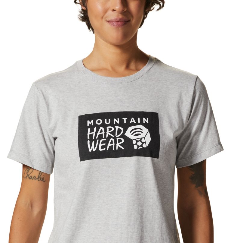 Thumbnail: Women's MHW Floral Graphic Short Sleeve, Color: Hardwear Grey Heather, image 4