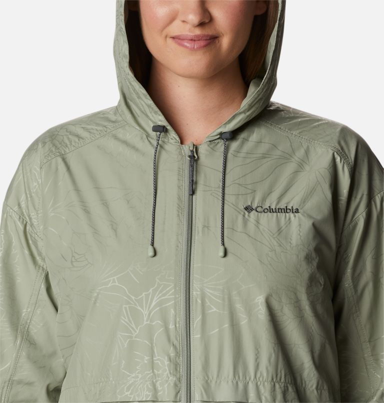 Women's Auroras Wake III Hooded Jacket, Color: Safari Leafy Lines Emboss