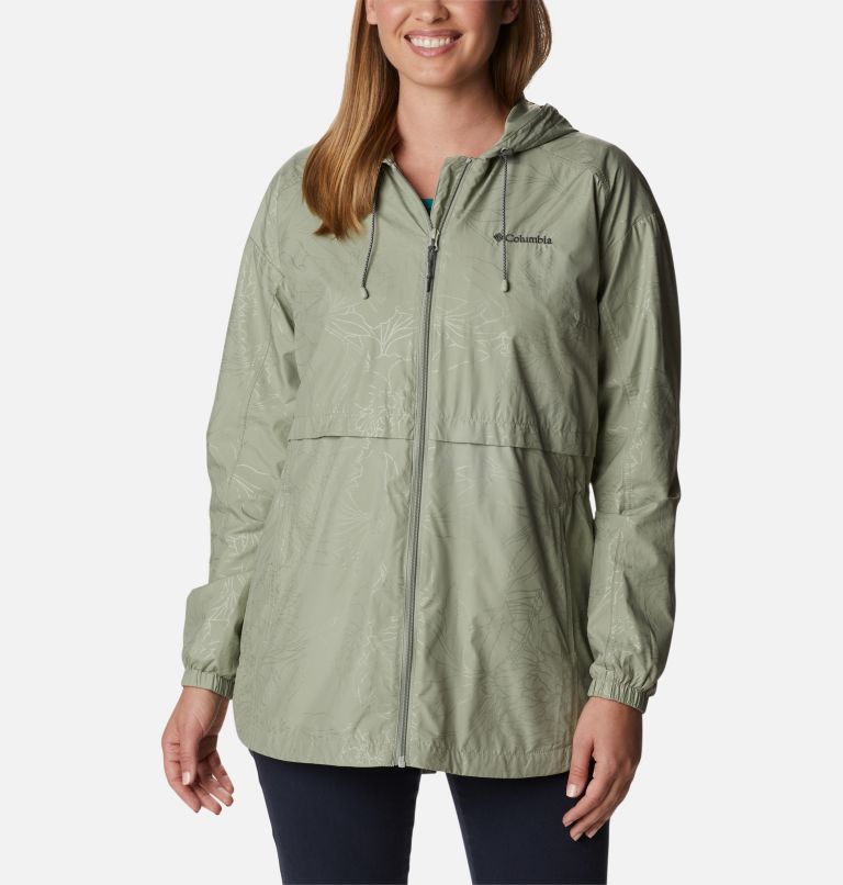 Women's Auroras Wake III Hooded Jacket, Color: Safari Leafy Lines Emboss