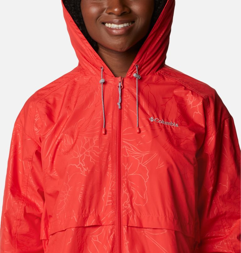Manteau à capuchon Auroras Wake III Femme, Color: Red Hibiscus Leafy Lines Emboss, image 4