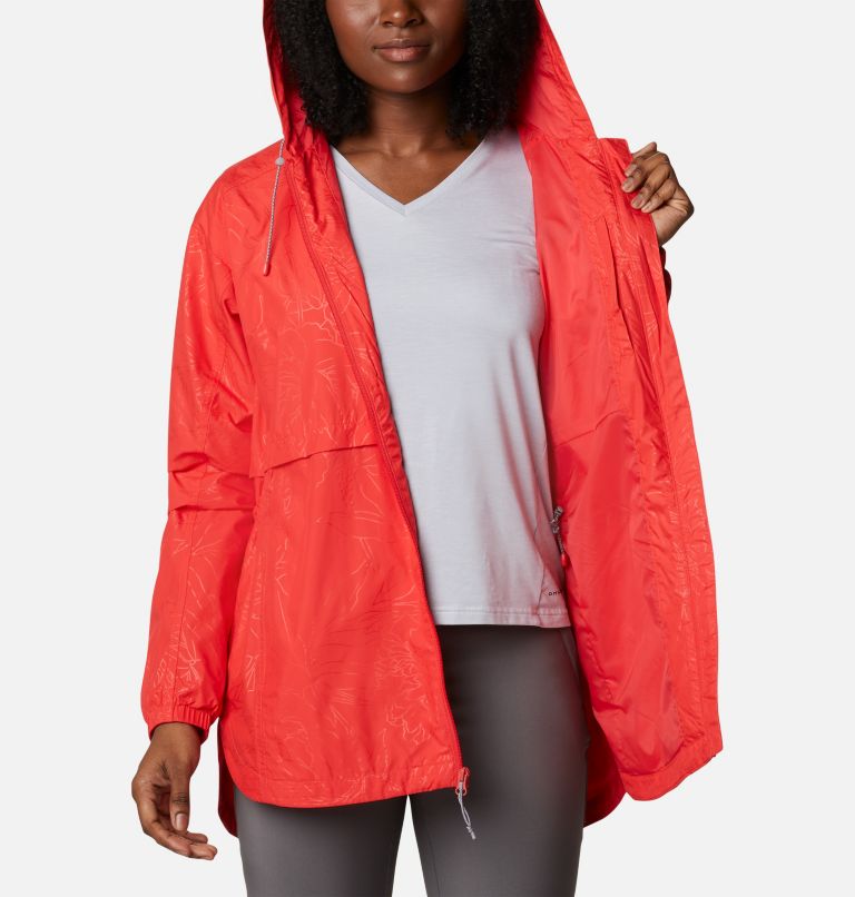 Manteau à capuchon Auroras Wake III Femme, Color: Red Hibiscus Leafy Lines Emboss, image 5