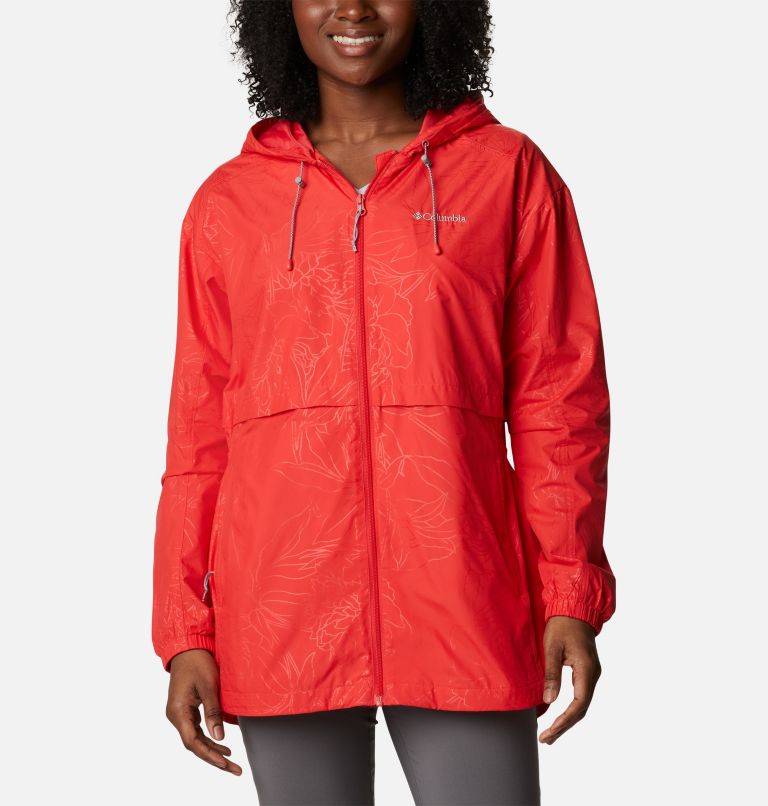 Manteau à capuchon Auroras Wake III Femme, Color: Red Hibiscus Leafy Lines Emboss, image 1