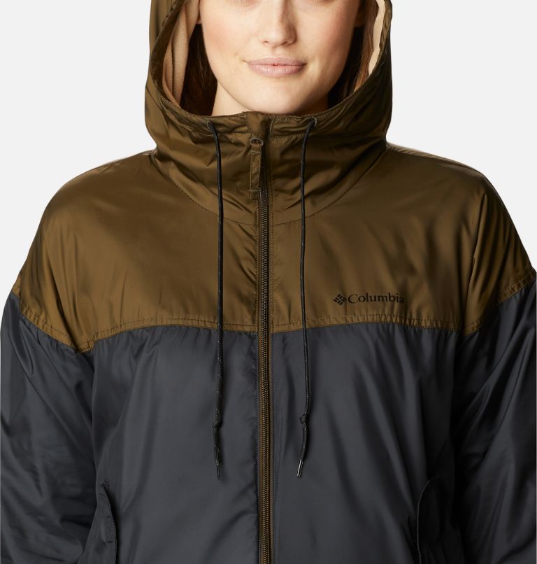 Thumbnail: Women's Flash Challenger Fleece Lined Windbreaker Jacket, Color: Black, Olive Green, image 4