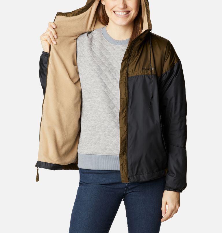 Women's Flash Challenger Fleece Lined Windbreaker Jacket, Color: Black, Olive Green, image 5