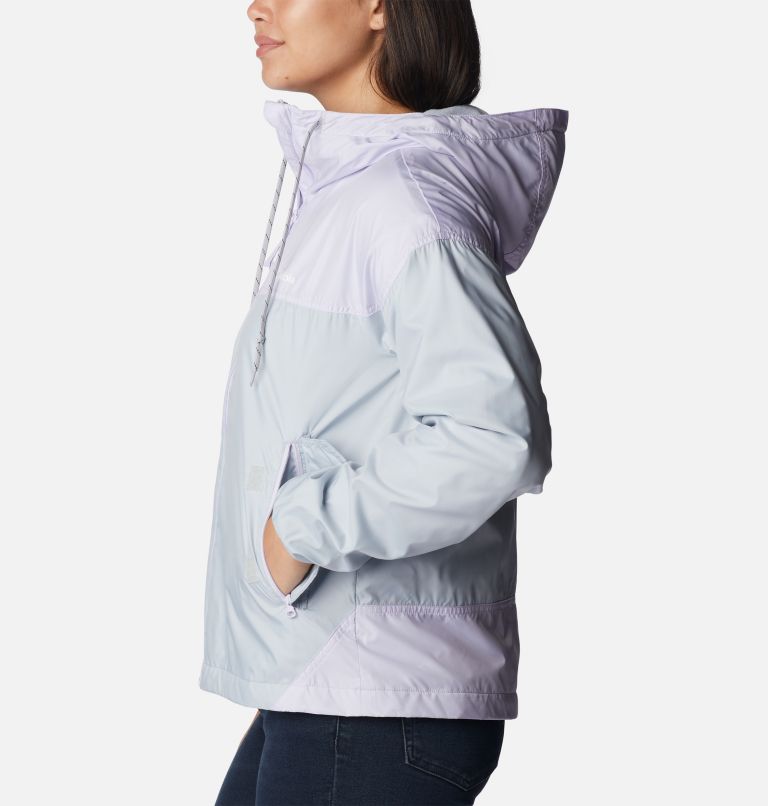 Thumbnail: Women's Flash Challenger Fleece Lined Windbreaker Jacket, Color: Cirrus Grey, Purple Tint, image 3