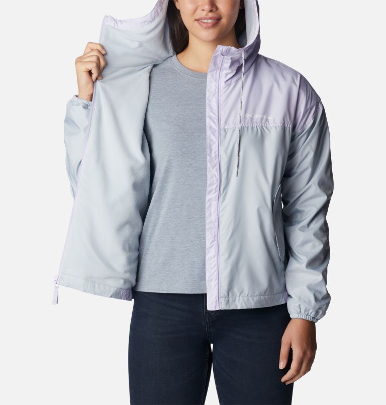 Thumbnail: Women's Flash Challenger Fleece Lined Windbreaker Jacket, Color: Cirrus Grey, Purple Tint, image 5