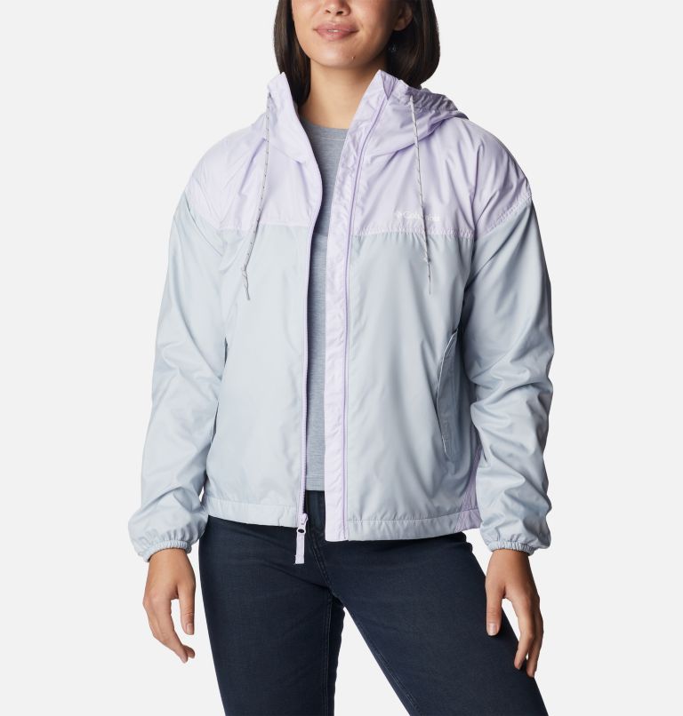 Women's Flash Challenger Fleece Lined Windbreaker Jacket, Color: Cirrus Grey, Purple Tint, image 6