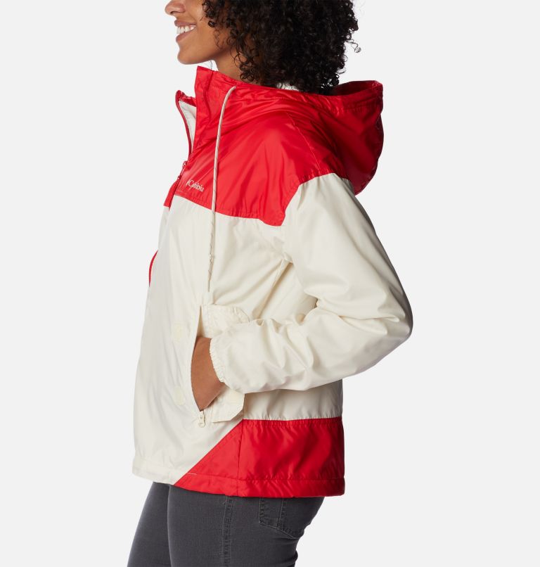 Women's Flash Challenger Fleece Lined Windbreaker Jacket, Color: Chalk, Red Lily, image 3