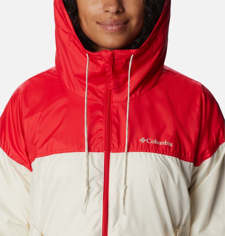 Thumbnail: Women's Flash Challenger Fleece Lined Windbreaker Jacket, Color: Chalk, Red Lily, image 4