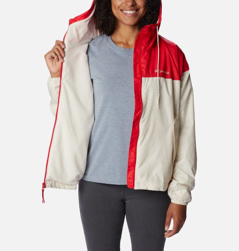 Women's Flash Challenger Fleece Lined Windbreaker Jacket, Color: Chalk, Red Lily, image 5