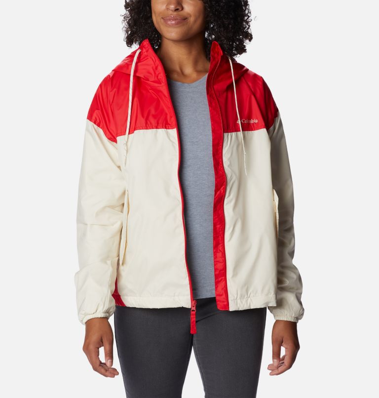 Women's Flash Challenger Fleece Lined Windbreaker Jacket, Color: Chalk, Red Lily, image 6