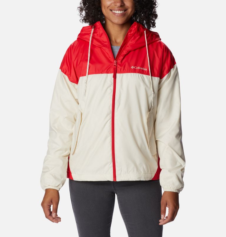 Thumbnail: Women's Flash Challenger Fleece Lined Windbreaker Jacket, Color: Chalk, Red Lily, image 1
