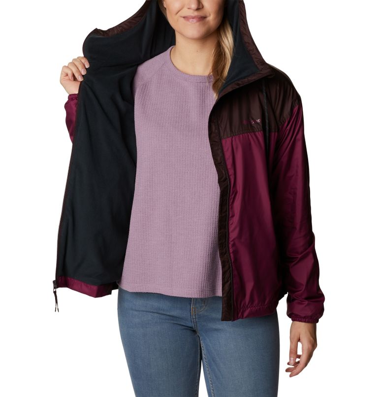 Thumbnail: Women's Flash Challenger Fleece Lined Windbreaker Jacket, Color: Marionberry, New Cinder, image 5