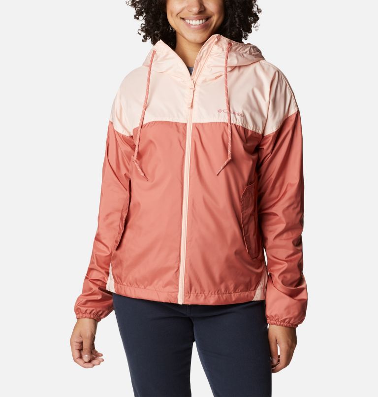 Women's Flash Challenger Fleece Lined Windbreaker Jacket, Color: Dark coral, Peach Blossom, image 1