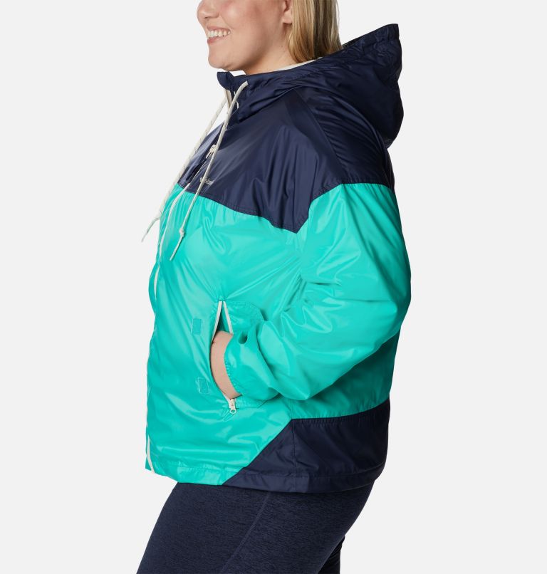 Thumbnail: Women's Flash Challenger Lined Windbreaker Jacket - Plus Size, Color: Electric Turquoise, Nocturnal, image 3