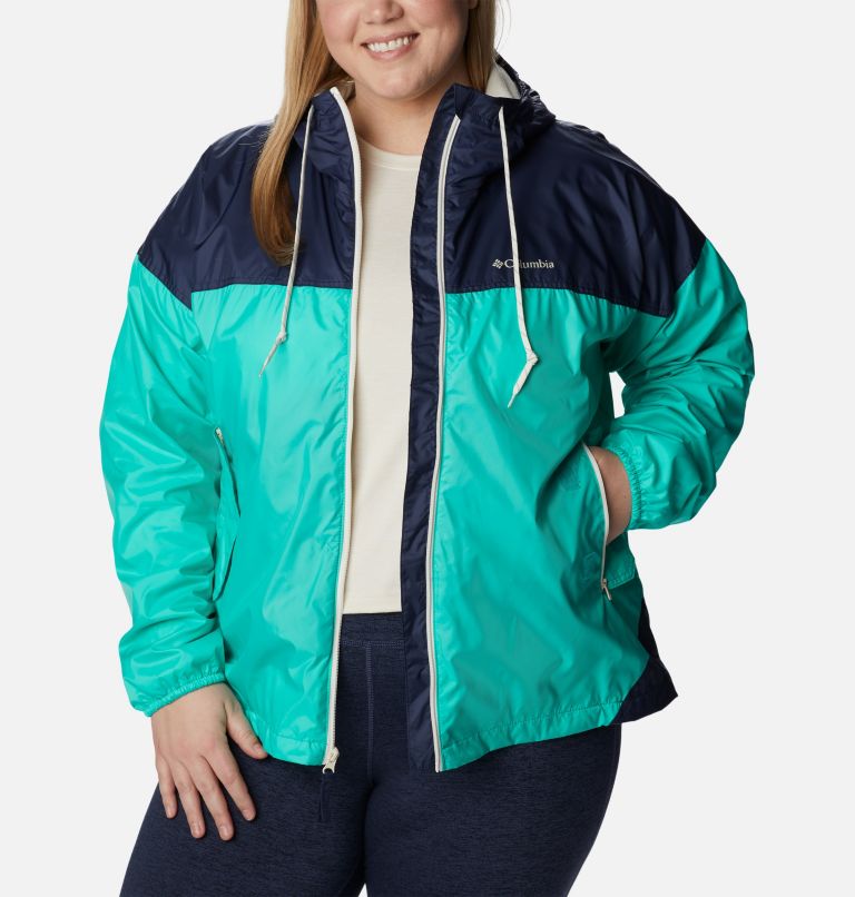 Thumbnail: Women's Flash Challenger Lined Windbreaker Jacket - Plus Size, Color: Electric Turquoise, Nocturnal, image 6