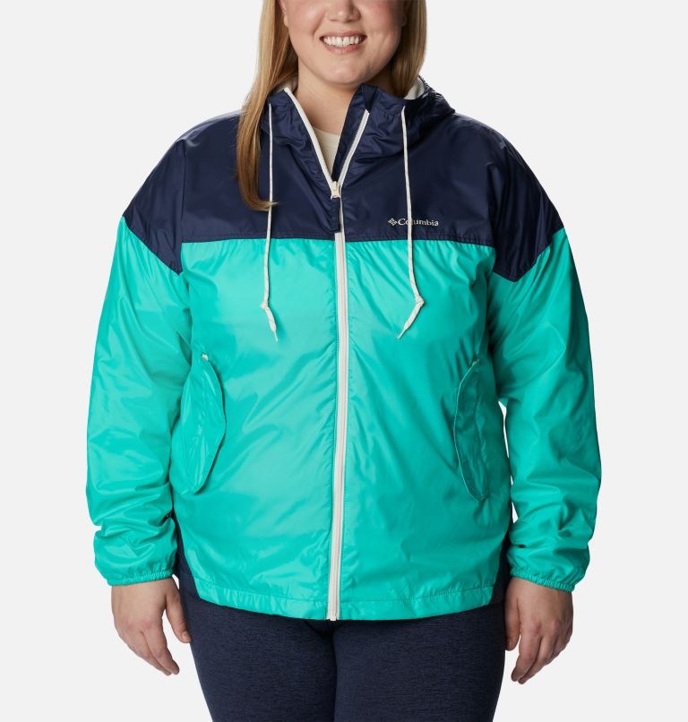 Thumbnail: Women's Flash Challenger Lined Windbreaker Jacket - Plus Size, Color: Electric Turquoise, Nocturnal, image 1