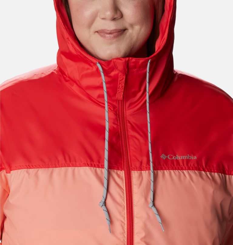 Thumbnail: Women's Flash Challenger Lined Windbreaker Jacket - Plus Size, Color: Coral Reef, Hibiscus, image 4