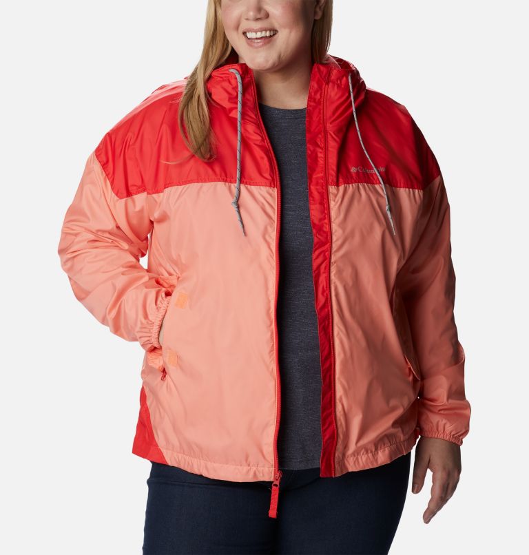 Thumbnail: Women's Flash Challenger Lined Windbreaker Jacket - Plus Size, Color: Coral Reef, Hibiscus, image 6
