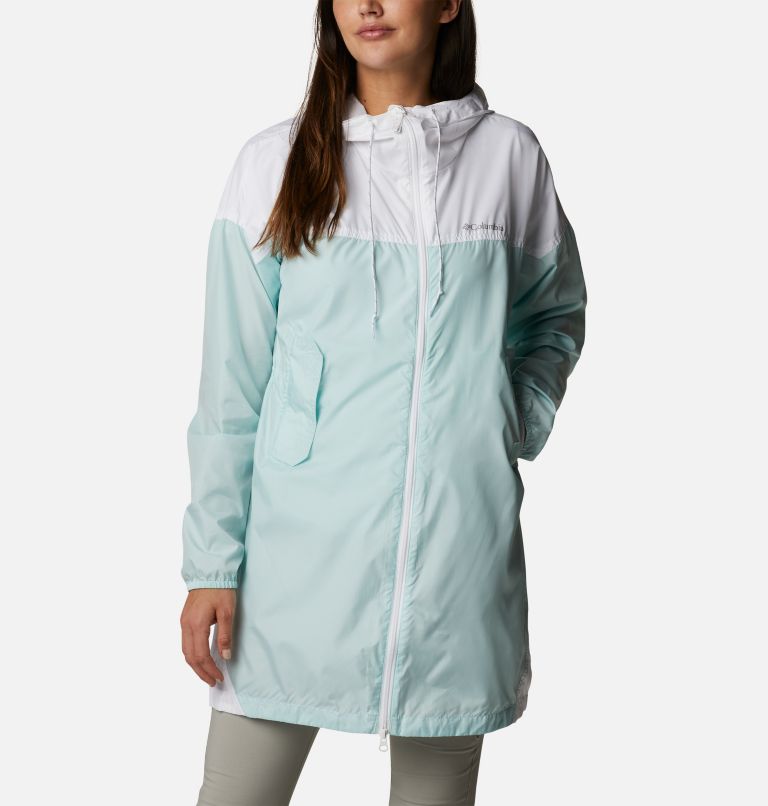 Women's Flash Challenger Long Windbreaker Jacket, Color: Icy Morn, White, image 1