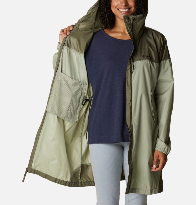 Women's Flash Challenger Long Windbreaker Jacket, Color: Safari, Stone Green, image 5