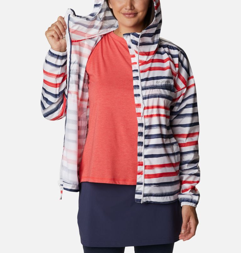 Women's Flash Challenger Novelty Windbreaker Jacket, Color: White Brush Stripe Multi Print, image 5