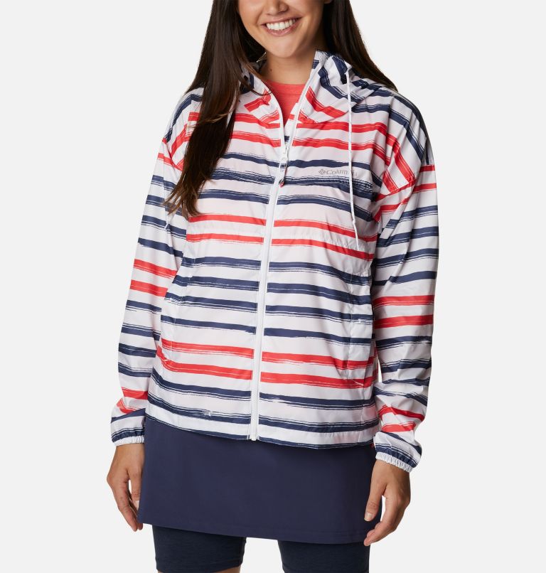 Women's Flash Challenger Novelty Windbreaker Jacket, Color: White Brush Stripe Multi Print, image 1