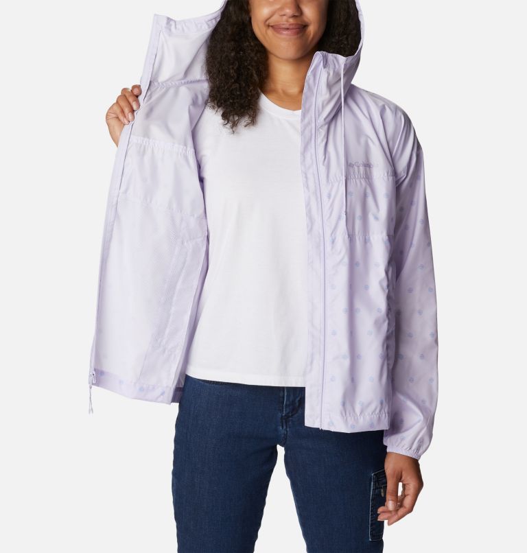 Thumbnail: Women's Flash Challenger Novelty Windbreaker Jacket, Color: Purple Tint Swell Dots Print, image 5