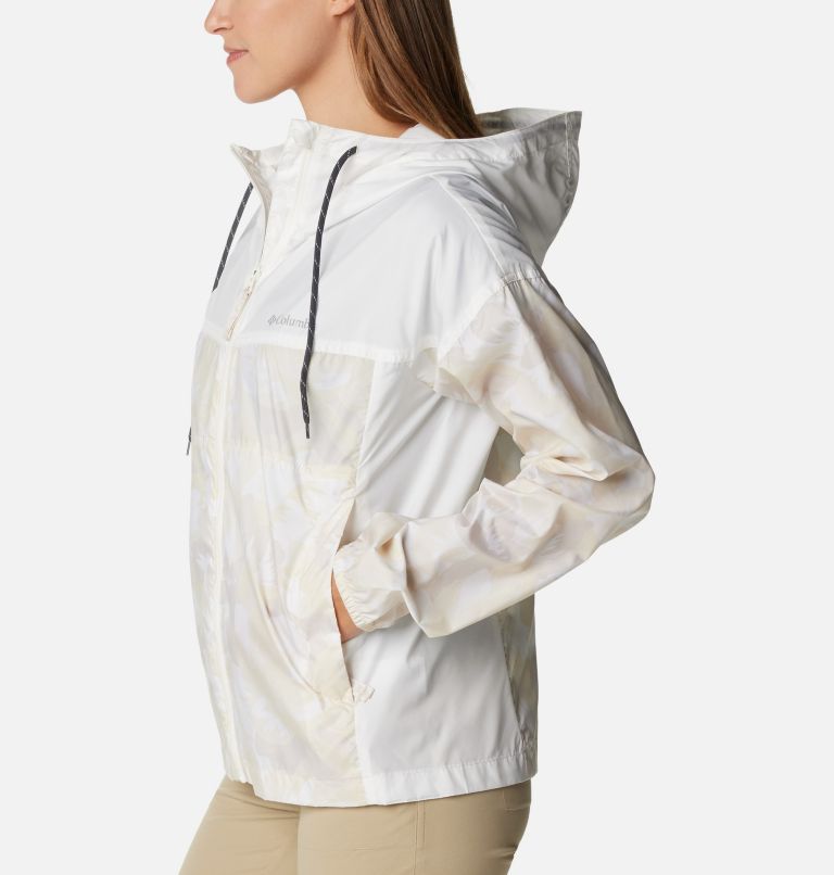 Women’s Flash Challenger Novelty Windbreaker, Color: Dark Stone Peonies, Sea Salt, image 3