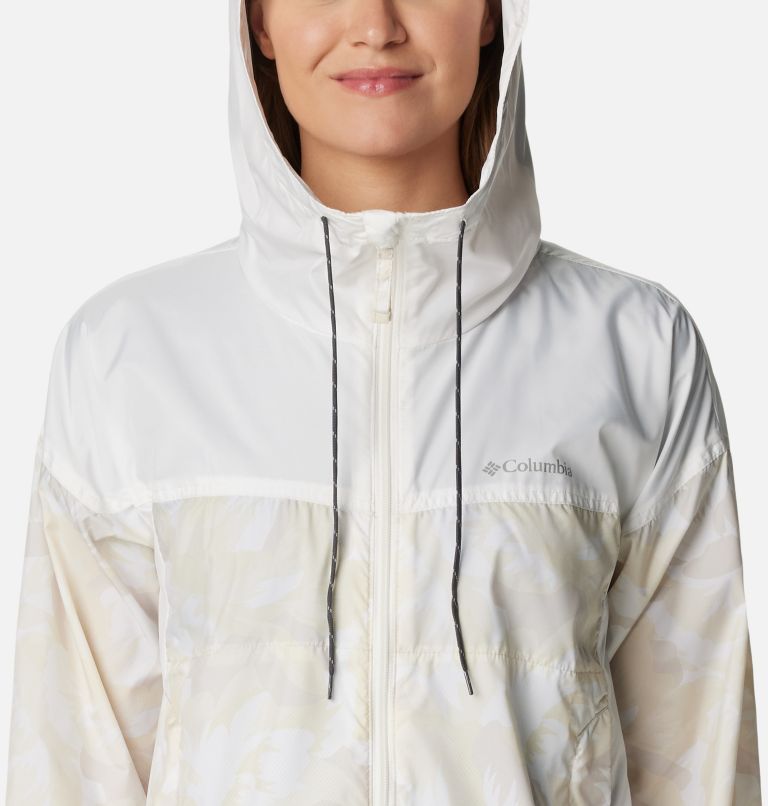 Women’s Flash Challenger Novelty Windbreaker, Color: Dark Stone Peonies, Sea Salt, image 4
