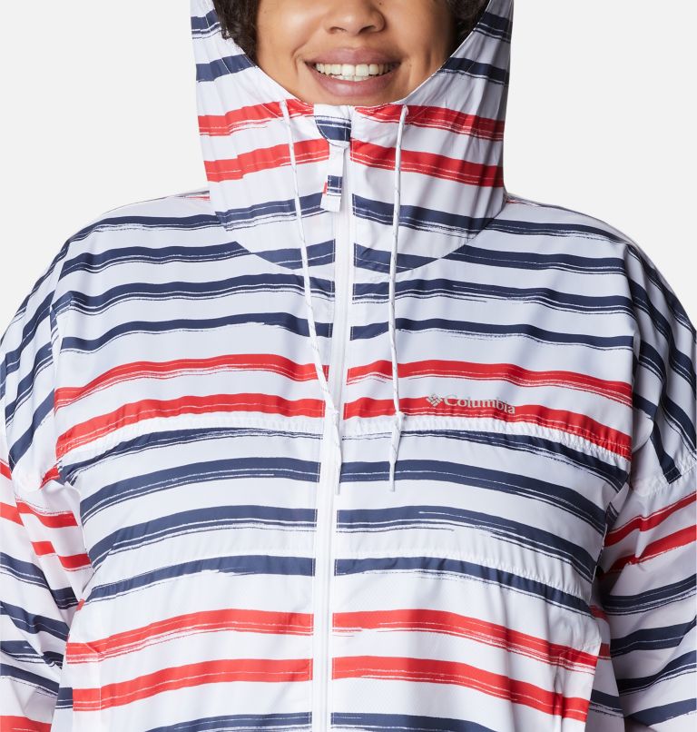 Women's Flash Challenger Novelty Windbreaker Jacket - Plus Size, Color: White Brush Stripe Multi Print, image 4