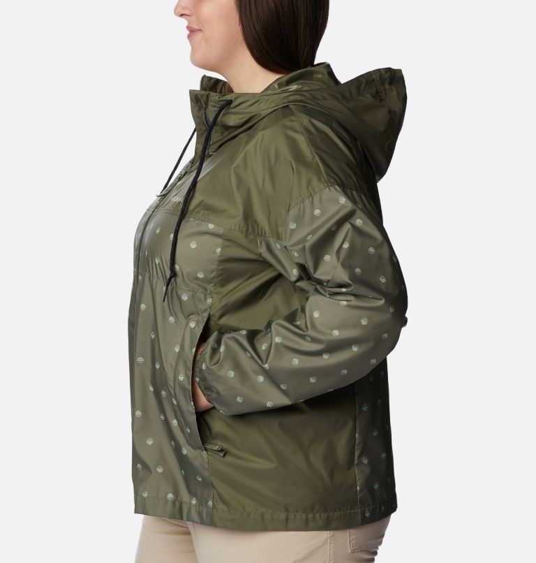 Women's Flash Challenger Novelty Windbreaker Jacket - Plus Size, Color: Stone Green Swell Dots Print, image 3