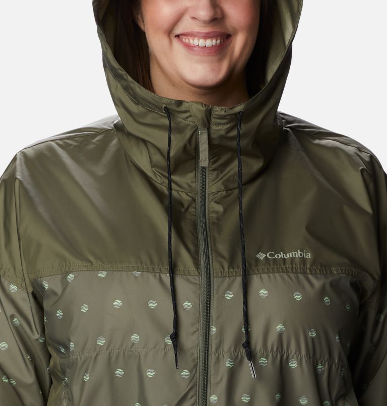 Women's Flash Challenger Novelty Windbreaker Jacket - Plus Size, Color: Stone Green Swell Dots Print, image 4