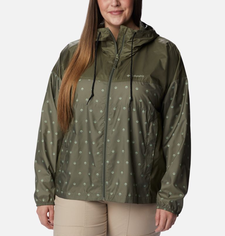 Thumbnail: Women's Flash Challenger Novelty Windbreaker Jacket - Plus Size, Color: Stone Green Swell Dots Print, image 1