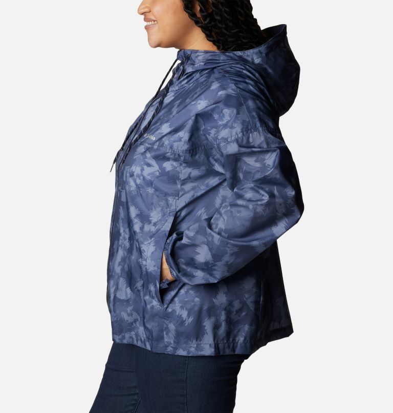 Thumbnail: Women's Flash Challenger Novelty Windbreaker Jacket - Plus Size, Color: Nocturnal Typhoon Blooms Print, image 3