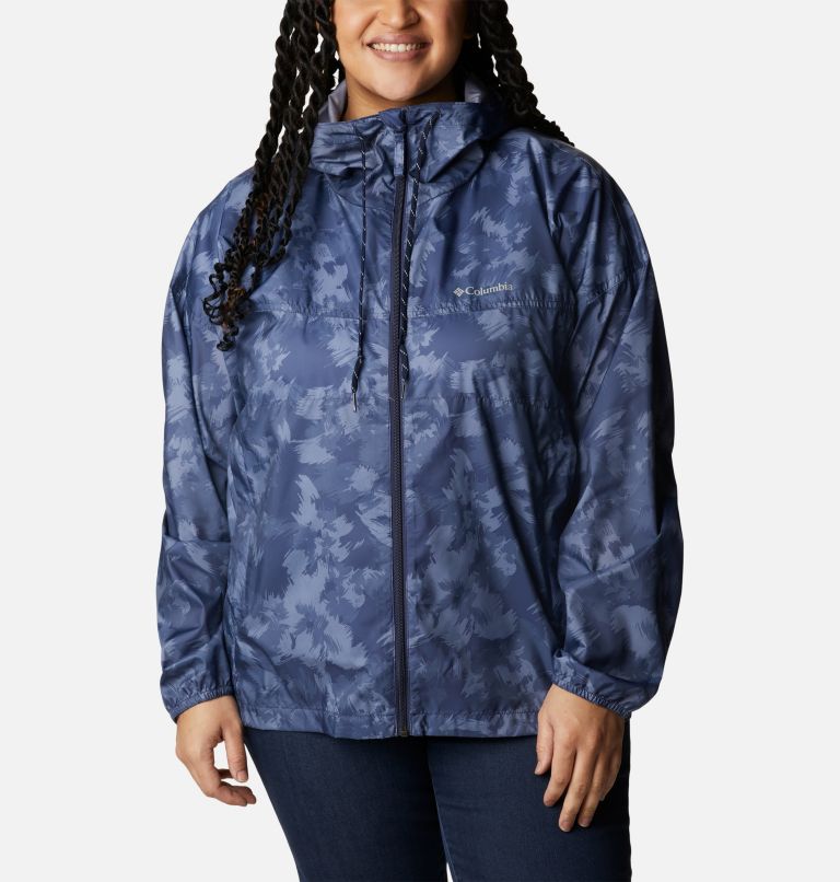 Women's Flash Challenger Novelty Windbreaker Jacket - Plus Size, Color: Nocturnal Typhoon Blooms Print, image 1